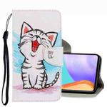 For Samsung Galaxy A53 3D Colored Drawing Leather Phone Case(Red Mouth Cat)