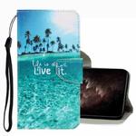 For vivo Y21 3D Colored Drawing Leather Phone Case(Coconut Tree)