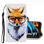 For Xiaomi Redmi 9T 3D Colored Drawing Leather Phone Case(Fox)