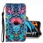 For Xiaomi Redmi 9T 3D Colored Drawing Leather Phone Case(Mandala)