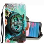 For Xiaomi Redmi Note 10 4G 3D Colored Drawing Leather Phone Case(Green Eyes)