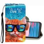 For Xiaomi Redmi Note 10 4G 3D Colored Drawing Leather Phone Case(Underwater Cat)