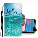For Xiaomi Redmi Note 10 4G 3D Colored Drawing Leather Phone Case(Coconut Tree)