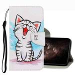 For Xiaomi Redmi Note 10 5G 3D Colored Drawing Leather Phone Case(Red Mouth Cat)
