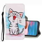 For Xiaomi Redmi Note 10 Pro 3D Colored Drawing Leather Phone Case(Red Mouth Cat)