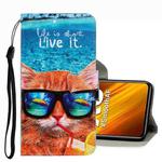 For Xiaomi Poco X3 NFC 3D Colored Drawing Leather Phone Case(Underwater Cat)