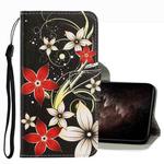For Xiaomi Mi 11T 3D Colored Drawing Leather Phone Case(Red Flower)