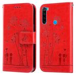 For Xiaomi Redmi Note 8 2021 Embossing Rose Couple Leather Phone Case(Red)