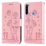 For Xiaomi Redmi Note 8 2021 Embossing Rose Couple Leather Phone Case(Pink)