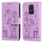 For Xiaomi Redmi Note 9 / 10X 4G Embossing Rose Couple Leather Phone Case(Purple)