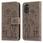 For Xiaomi Redmi Note 11 Global/11S Global Embossing Rose Couple Leather Phone Case(Grey)