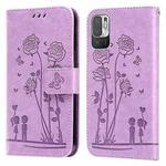 For Xiaomi Redmi Note 10 5G/Poco M3 Pro Embossing Rose Couple Leather Phone Case(Purple)