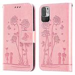 For Xiaomi Redmi Note 10 5G/Poco M3 Pro Embossing Rose Couple Leather Phone Case(Pink)