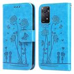 For Xiaomi Redmi Note 11 Pro 4G&5G Global Embossing Rose Couple Leather Phone Case(Blue)