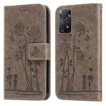 For Xiaomi Redmi Note 11 Pro 4G&5G Global Embossing Rose Couple Leather Phone Case(Grey)