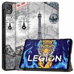 For Lenovo Legion Y700 Custer Painted TPU Smart Tablet Leather Case(Retro Tower)