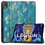 For Lenovo Legion Y700 Custer Painted TPU Smart Tablet Leather Case(Apricot Blossom)