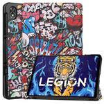 For Lenovo Legion Y700 Custer Painted TPU Smart Tablet Leather Case(Graffiti)