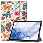 For Samsung Galaxy Tab S8 Custer Painted TPU Smart Tablet Leather Case(Colorful Butterflies)