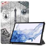For Samsung Galaxy Tab S8 Custer Painted TPU Smart Tablet Leather Case(Retro Tower)