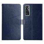 For vivo V20 SE / Y70 Y Stitching Horizontal Flip Leather Phone Case(Blue)