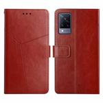 For vivo V21 5G Y Stitching Horizontal Flip Leather Phone Case(Brown)