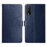 For vivo Y20 2020 Y Stitching Horizontal Flip Leather Phone Case(Blue)