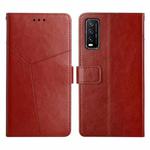 For vivo Y20 2020 Y Stitching Horizontal Flip Leather Phone Case(Brown)