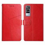 For vivo Y51 2020 Y Stitching Horizontal Flip Leather Phone Case(Red)