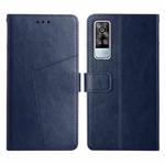 For vivo Y51 2020 Y Stitching Horizontal Flip Leather Phone Case(Blue)
