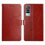 For vivo Y51 2020 Y Stitching Horizontal Flip Leather Phone Case(Brown)