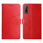 For vivo Y70s Y Stitching Horizontal Flip Leather Phone Case(Red)