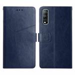 For vivo Y70s Y Stitching Horizontal Flip Leather Phone Case(Blue)