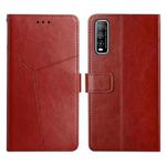 For vivo Y70s Y Stitching Horizontal Flip Leather Phone Case(Brown)
