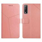 For vivo Y70s Y Stitching Horizontal Flip Leather Phone Case(Rose Gold)