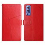 For vivo Y72 5G Y Stitching Horizontal Flip Leather Phone Case(Red)