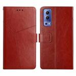 For vivo Y72 5G Y Stitching Horizontal Flip Leather Phone Case(Brown)