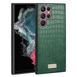 For Samsung Galaxy S22 Ultra 5G SULADA Shockproof TPU + Handmade Leather Phone Case(Green)