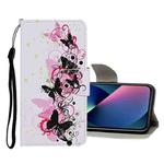 For iPhone 13 mini Colored Drawing Pattern Flip Leather Case (Four Butterflies)