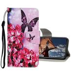 For iPhone 13 Pro Colored Drawing Pattern Flip Leather Case (Red Flower Butterfly)