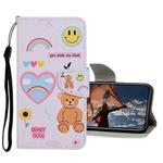 For iPhone 13 Pro Colored Drawing Pattern Flip Leather Case (Smiley Bear)