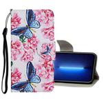 For iPhone 13 Pro Max Colored Drawing Pattern Flip Leather Case (Dragonfly Flower)