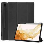 For Samsung Galaxy Tab S8+ Three-folding Holder TPU Smart Leather Tablet Case(Black)