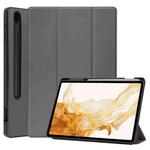 For Samsung Galaxy Tab S8+ Three-folding Holder TPU Smart Leather Tablet Case(Grey)