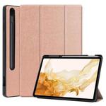 For Samsung Galaxy Tab S8+ Three-folding Holder TPU Smart Leather Tablet Case(Rose Gold)