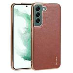 For Samsung Galaxy S22+ 5G SULADA Shockproof TPU + Handmade Leather Phone Case(Brown)