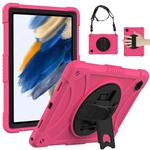 For Samsung Galaxy Tab A8 10.5 2021 Rotary Grab Silicone + PC Tablet Case(Rose Red)