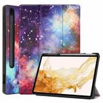 For Samsung Galaxy Tab S8+ Three-folding Holder Painted TPU Smart Leather Tablet Case(Galaxy Nebula)