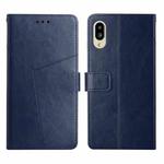 For Sharp Aquos / Simple Sumaho 6 Y Stitching Horizontal Flip Leather Phone Case(Blue)