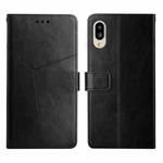 For Sharp Aquos / Simple Sumaho 6 Y Stitching Horizontal Flip Leather Phone Case(Black)